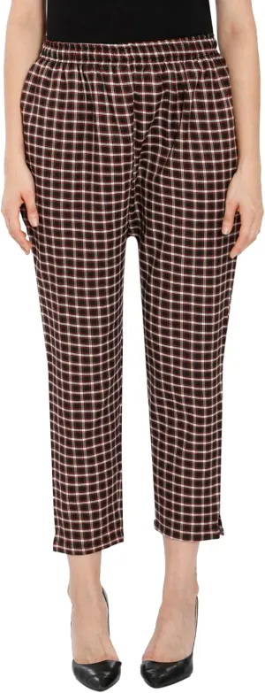 TNQ Women Winter Wear Checked Trouser || Woolen Trouser || Straight Fit Wollen Trouser with Pockets