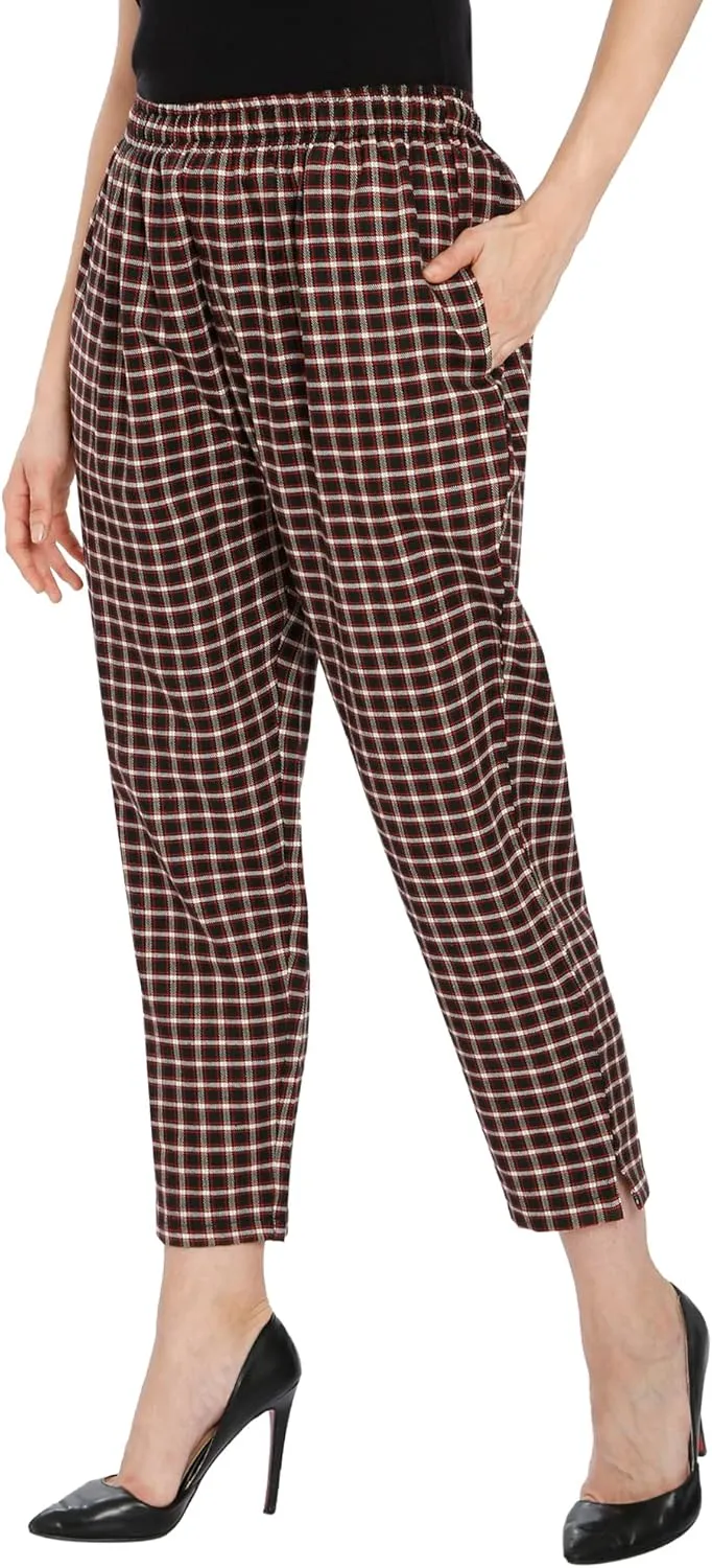 TNQ Women Winter Wear Checked Trouser || Woolen Trouser || Straight Fit Wollen Trouser with Pockets