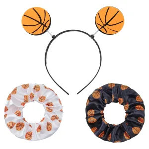 Totelux Basketball Headband 2PCS Silk Basketball Hair Ties Scrunchies Sport Hair Accessories Set for Women Cheerleaders Party Decoration Supplies