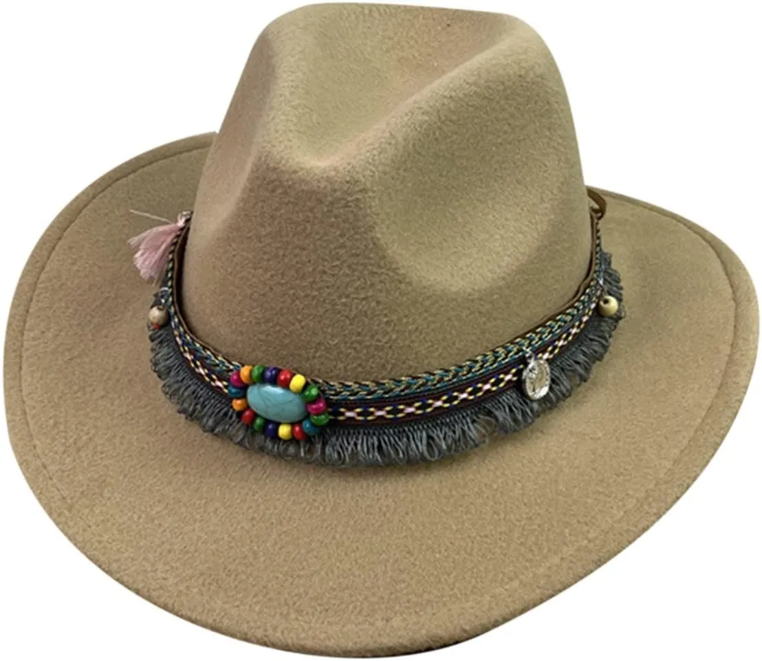 Trendy Fedora Hats for Men & Women Retro Style Warm Wool Fedora Hat Adjustable Wide Brim Panama Hat