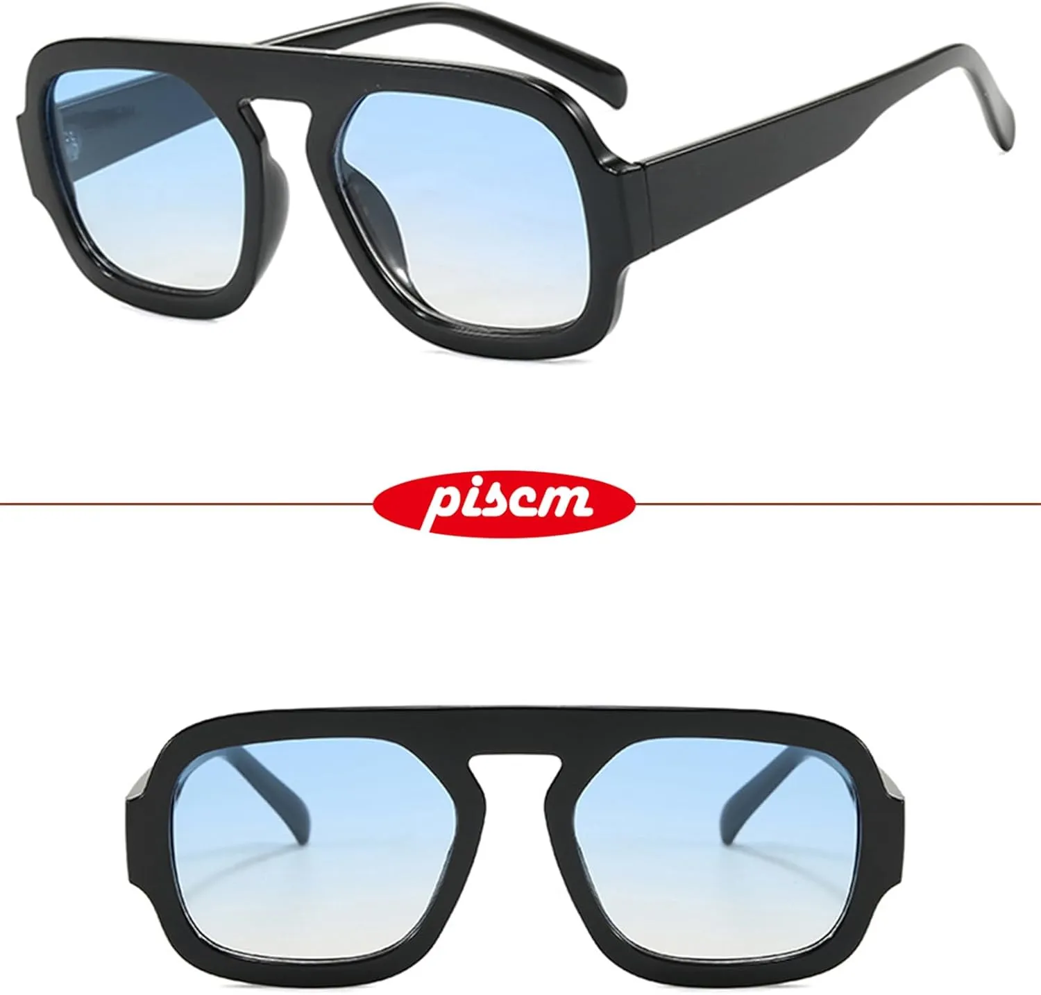 Trendy Hexagon Aviator Sunglasses for Women Men 70s Retro Square Flat Top Geometric Sun Glasses Shades