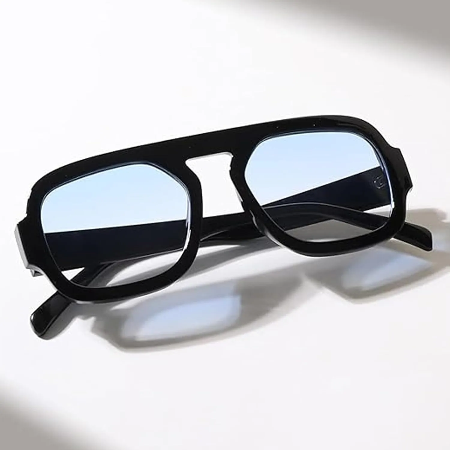Trendy Hexagon Aviator Sunglasses for Women Men 70s Retro Square Flat Top Geometric Sun Glasses Shades