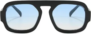 Trendy Hexagon Aviator Sunglasses for Women Men 70s Retro Square Flat Top Geometric Sun Glasses Shades