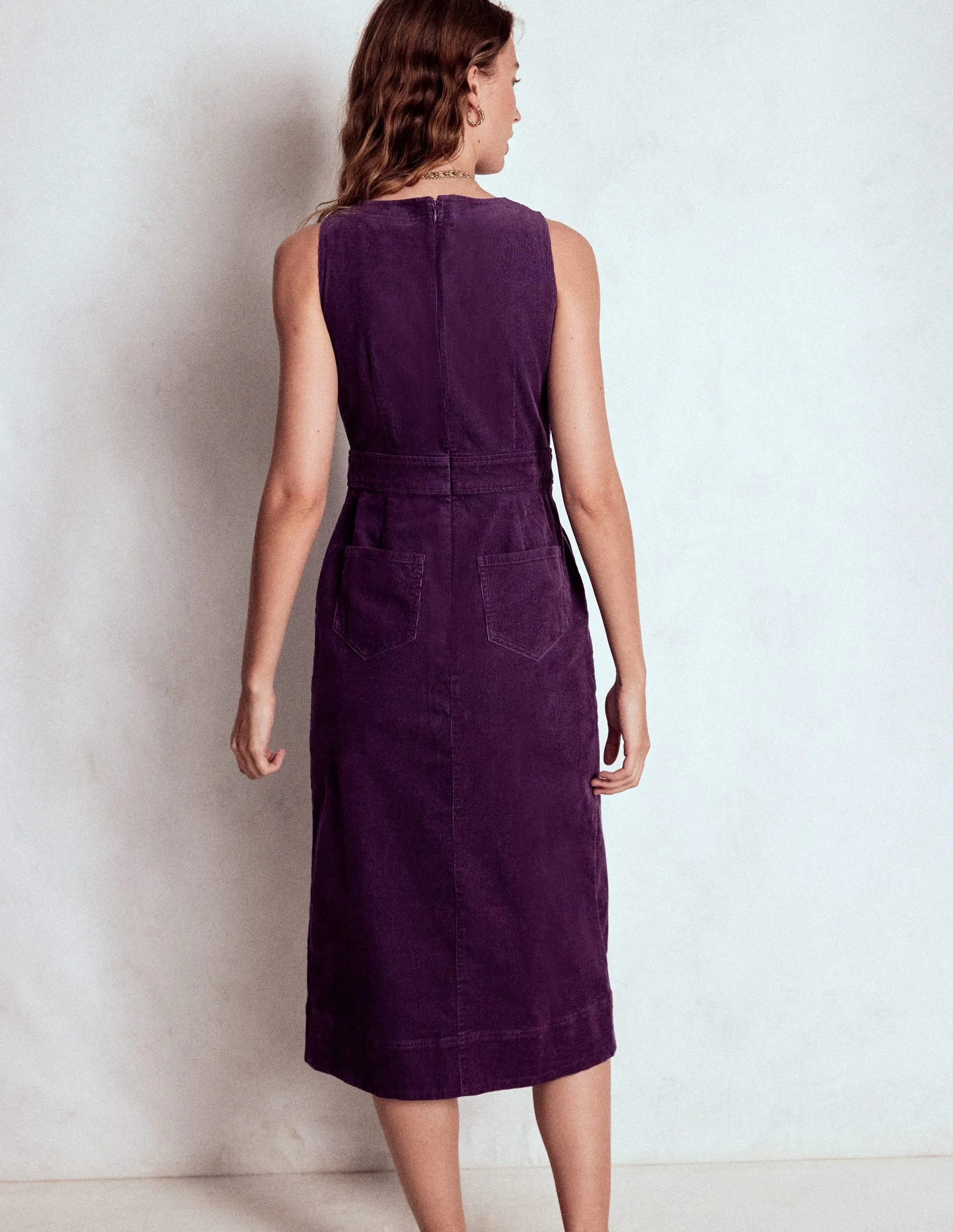 Ula Box Pleat Cord Dress-Viola Purple