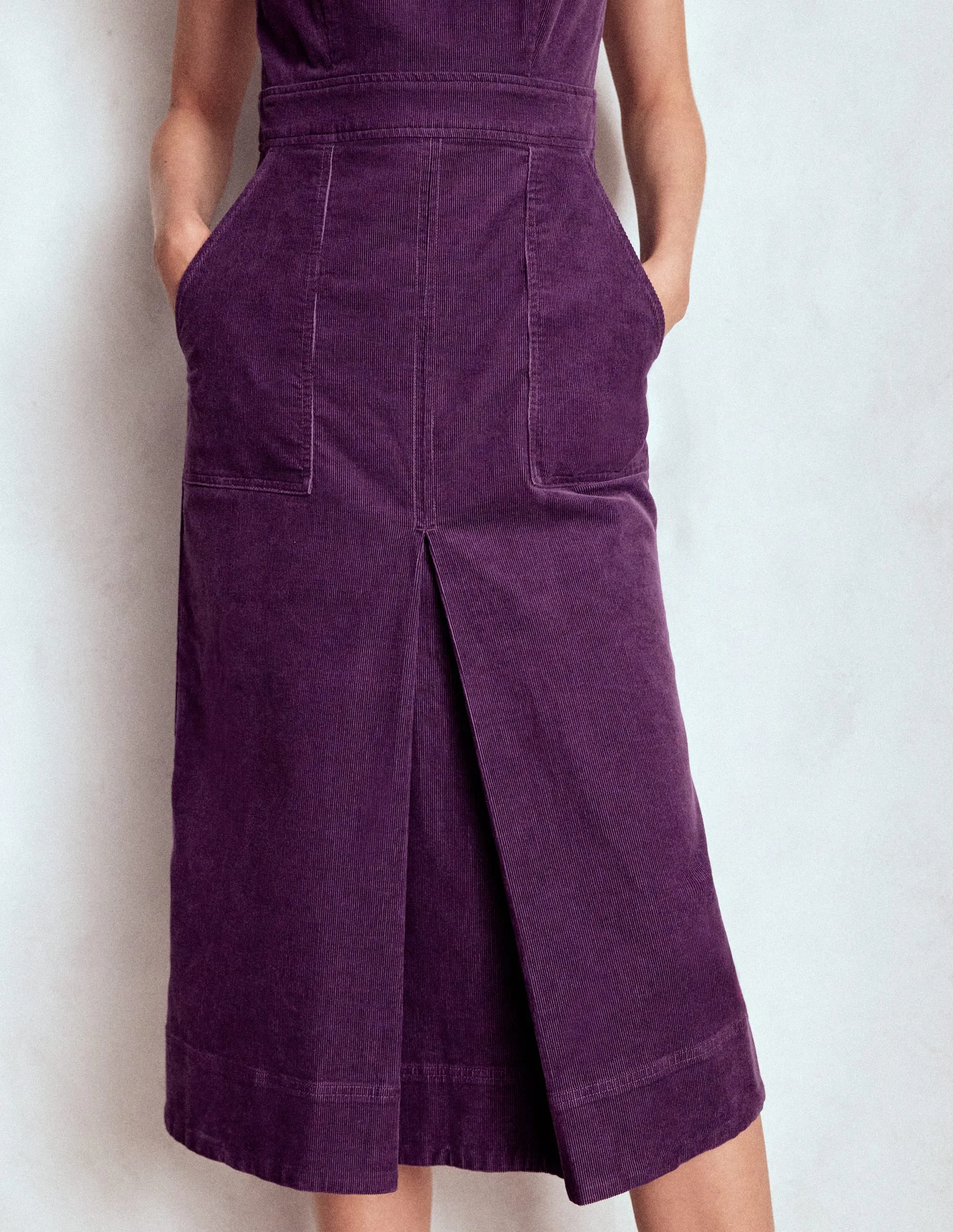 Ula Box Pleat Cord Dress-Viola Purple