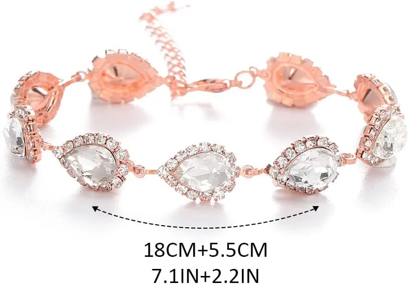 Unicra Bride Crystal Necklace Earrings Set Bridal Wedding Jewelry Sets Rhinestone Choker Necklace Prom Costume Jewelry Set for Women and Brides
