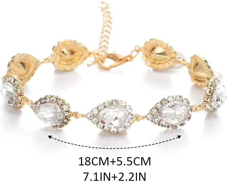 Unicra Bride Crystal Necklace Earrings Set Bridal Wedding Jewelry Sets Rhinestone Choker Necklace Prom Costume Jewelry Set for Women and Brides