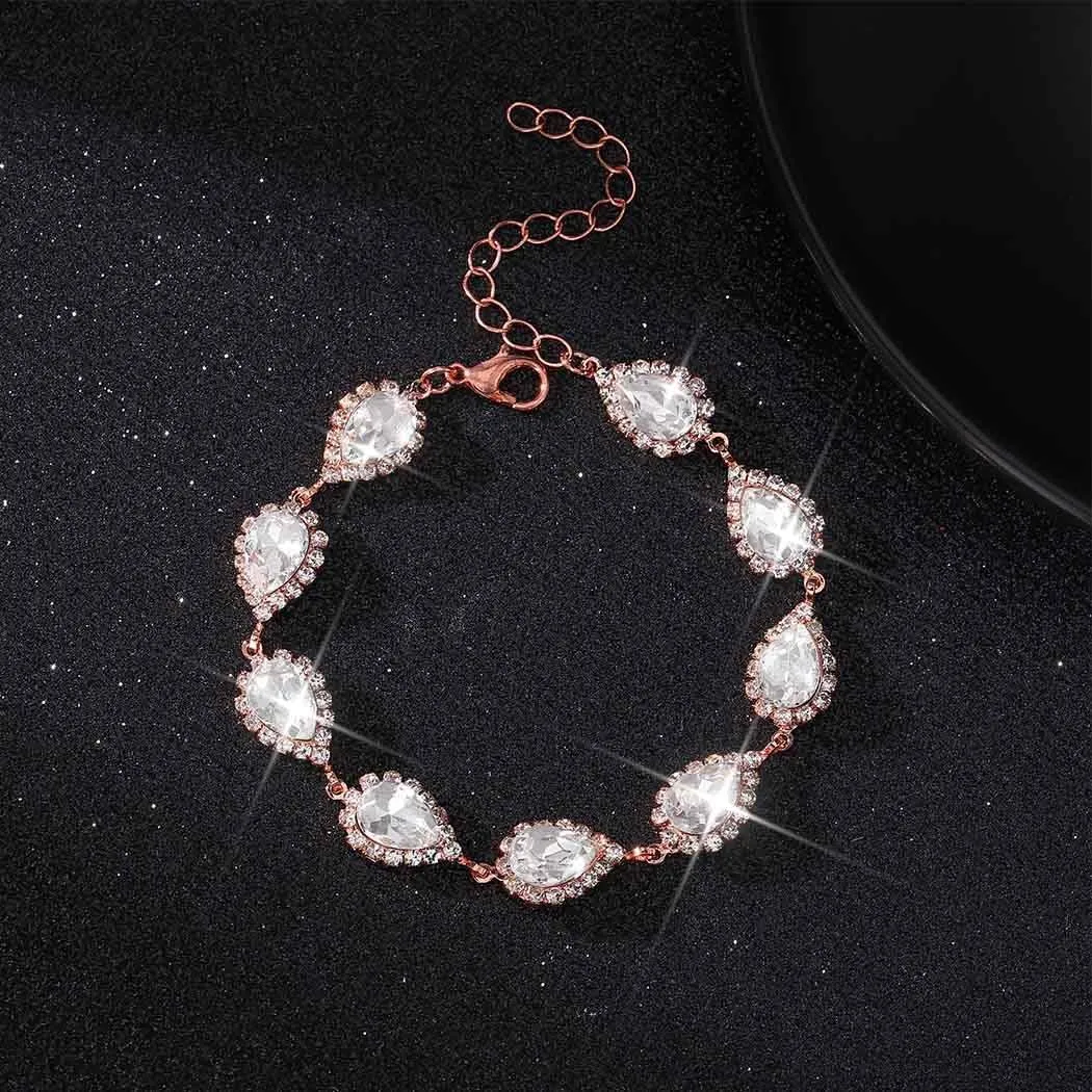 Unicra Bride Crystal Necklace Earrings Set Bridal Wedding Jewelry Sets Rhinestone Choker Necklace Prom Costume Jewelry Set for Women and Brides