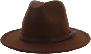 Unisex Fedora Wide Brim Hat Retro Strap Classic Faux Cowboy Sun Party Plain Hats Pinch Front Solid Glant Floppy Punama Hat