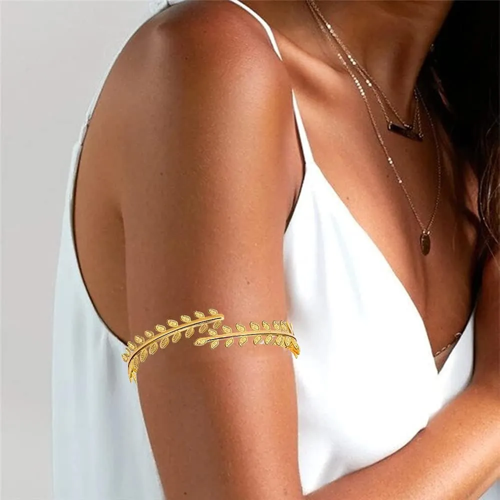 WAINIS 9 PCS Pieces Arm Cuff Upper Arm Band Cuff Bracelet Bangle for Women Silver Gold Adjustable Armband Set