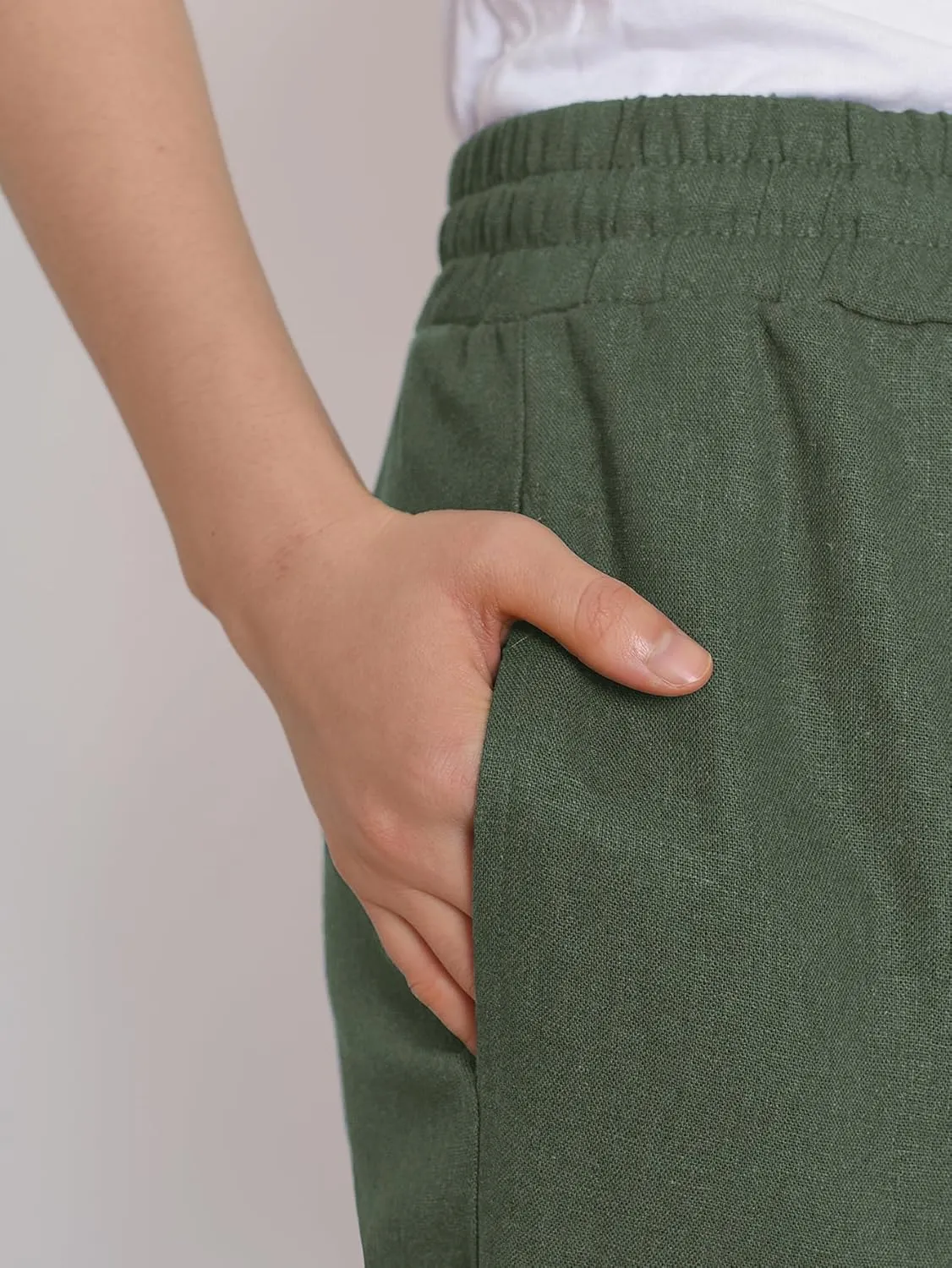 Weintee Women's Petite Linen Pants with Pockets for Summer