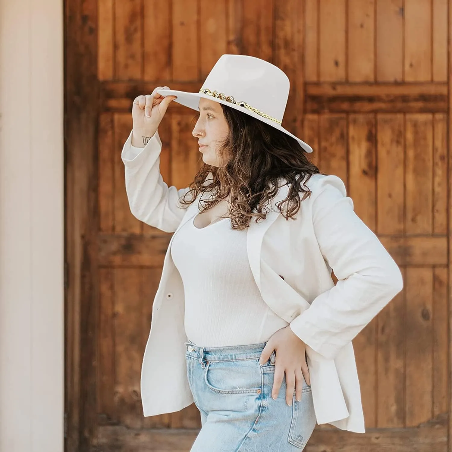 Wide Brim Fedora Hats for Women Men Large Suede Panama Rancher Hat Pork Pie Jazz Hat Men Fall Winter Panama Hat