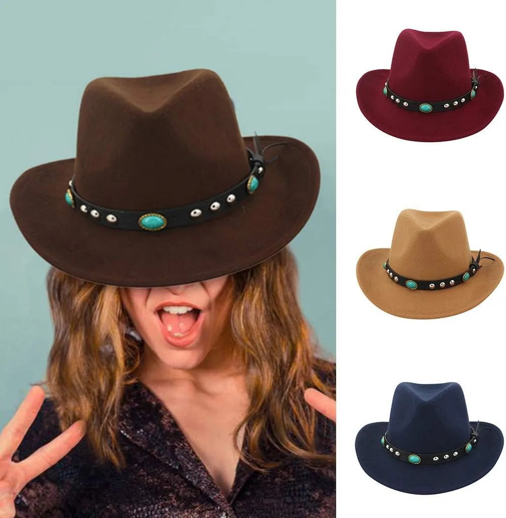 Wide Brim Fedora Hats for Women Men Suede Panama Rancher Hat Pork Pie Jazz Hat Men Fall Winter Panama Hat