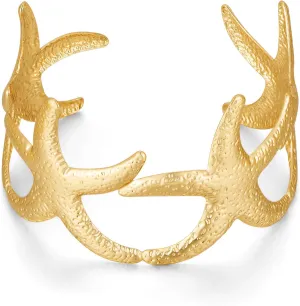Wide Gold Cuff Bracelets for Women Boho Vintage Statement Starfish Open Bangle Bracelet Irregular Summer Beach Shell Sea Coral Bracelets