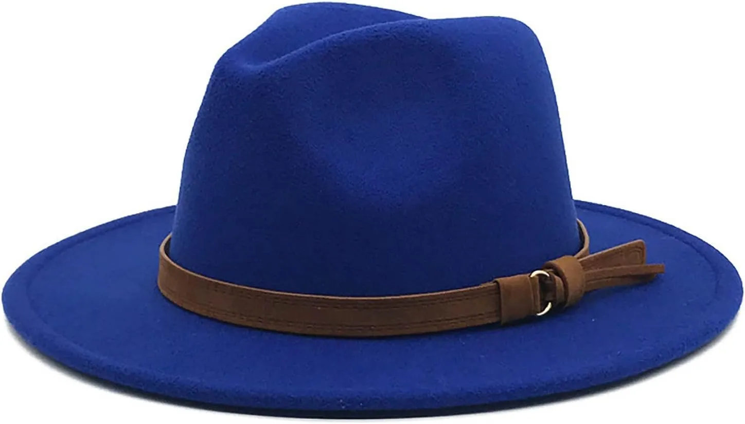 Windfall Men & Women Vintage Wide Brim Fedora Hat with Belt Buckle 1920 Womens Christmas Hat Cloche Hat