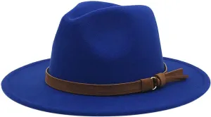 Windfall Men & Women Vintage Wide Brim Fedora Hat with Belt Buckle 1920 Womens Christmas Hat Cloche Hat