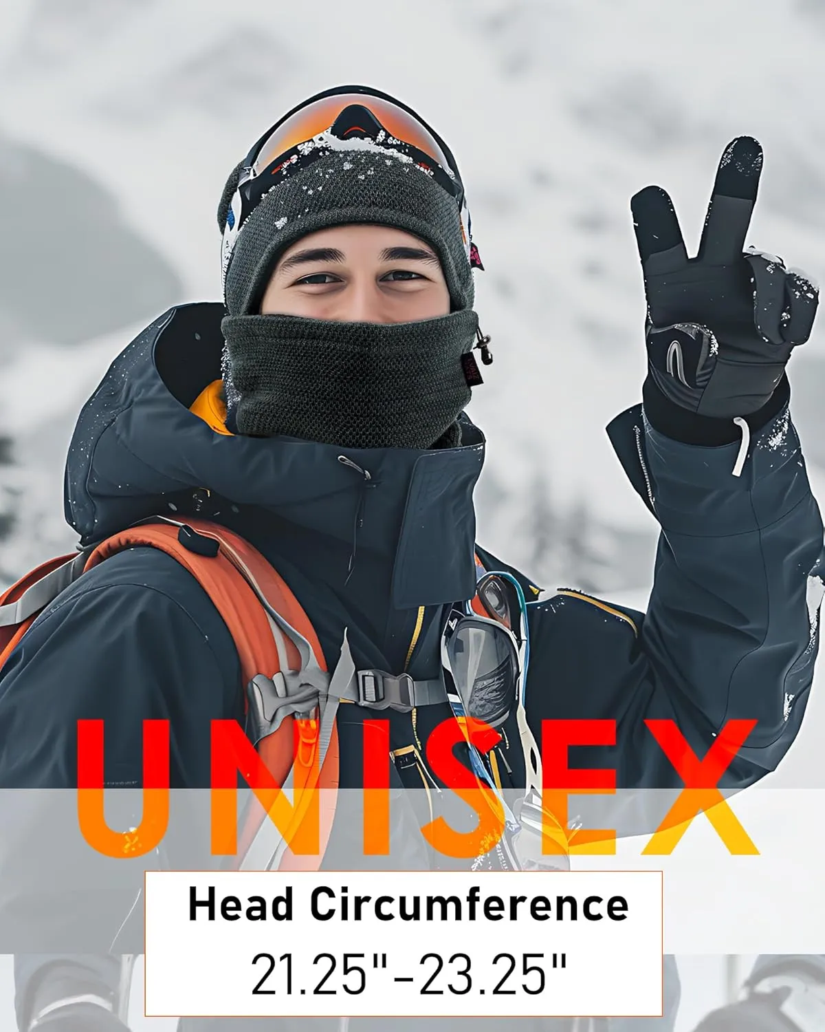 Winter Mens Beanie Hat Scarf Warm Fleece Lined Windproof Knit Ski Women Beanie Skull Cap Neck Warmer Gaiter Set