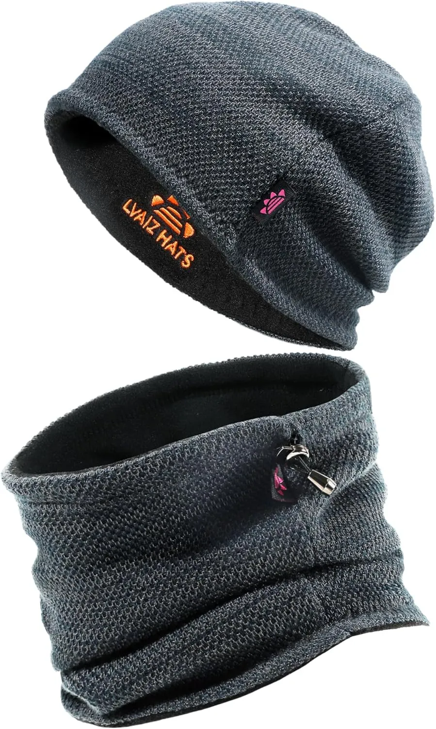 Winter Mens Beanie Hat Scarf Warm Fleece Lined Windproof Knit Ski Women Beanie Skull Cap Neck Warmer Gaiter Set
