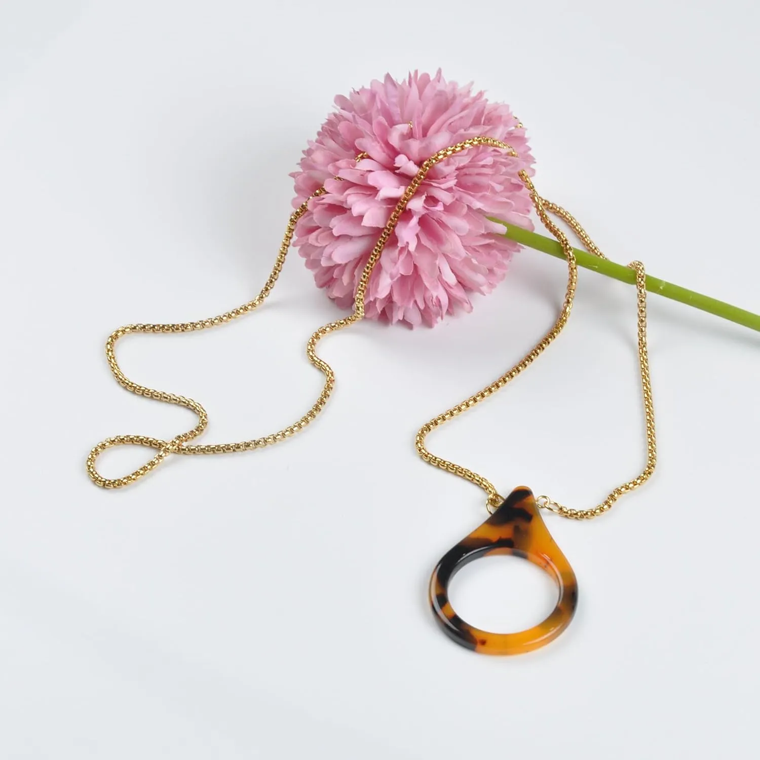 Women Anti-Lost Gold Stainless Steel Sunglasses Chain Strap Holder Glassess Necklace Retainer With Acrylic Loop