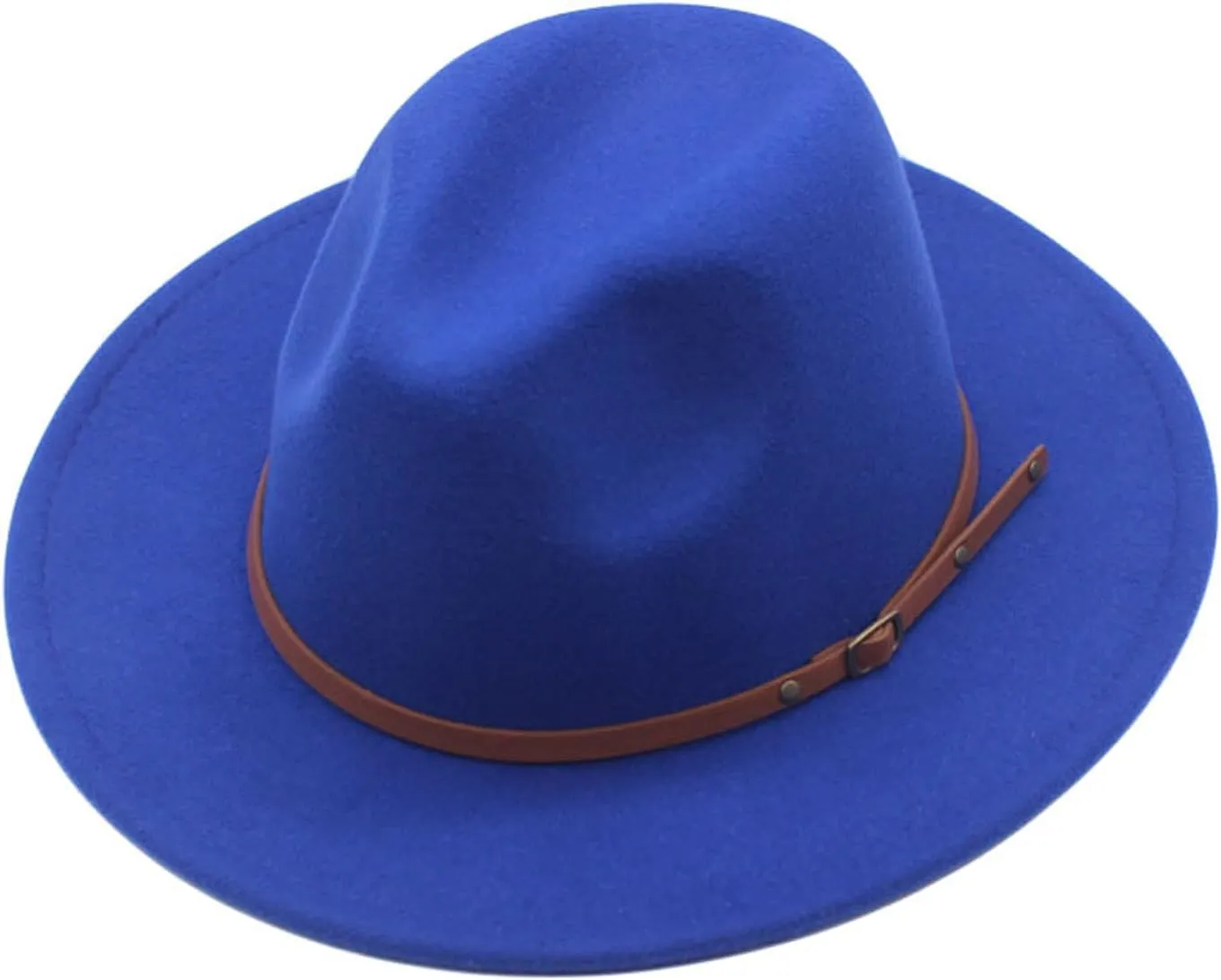 Women Classic Fedora with Belt Buckle Retro Fedora Hat Women Lady Wide Brim Floppy Panama Hat