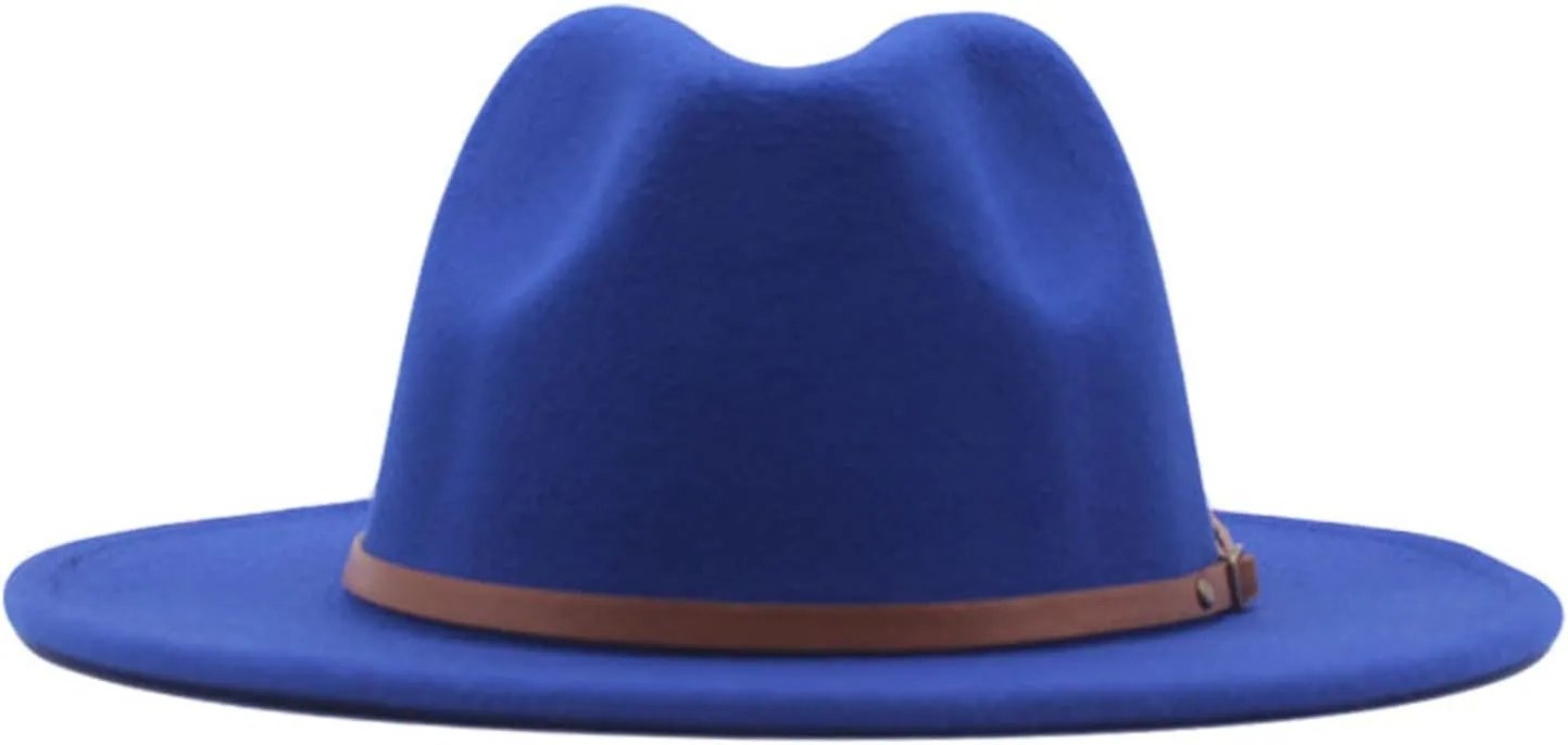 Women Classic Fedora with Belt Buckle Retro Fedora Hat Women Lady Wide Brim Floppy Panama Hat