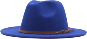 Women Classic Fedora with Belt Buckle Retro Fedora Hat Women Lady Wide Brim Floppy Panama Hat