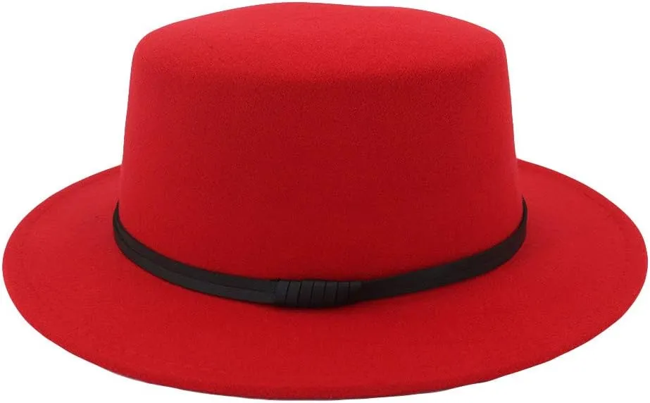 Women Men Fedora Hats Vintage Classic British Panama Hat Wide Brim Flat Top Warm Country Gentleman Hat