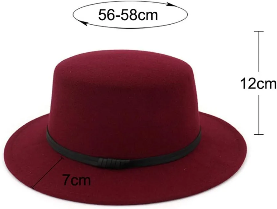 Women Men Fedora Hats Vintage Classic British Panama Hat Wide Brim Flat Top Warm Country Gentleman Hat