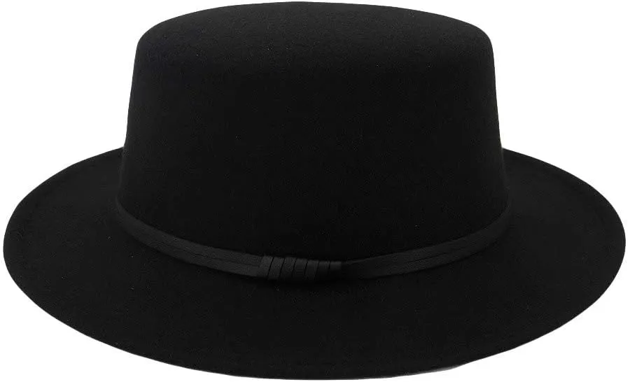 Women Men Fedora Hats Vintage Classic British Panama Hat Wide Brim Flat Top Warm Country Gentleman Hat