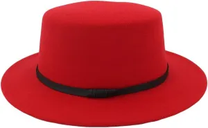 Women Men Fedora Hats Vintage Classic British Panama Hat Wide Brim Flat Top Warm Country Gentleman Hat