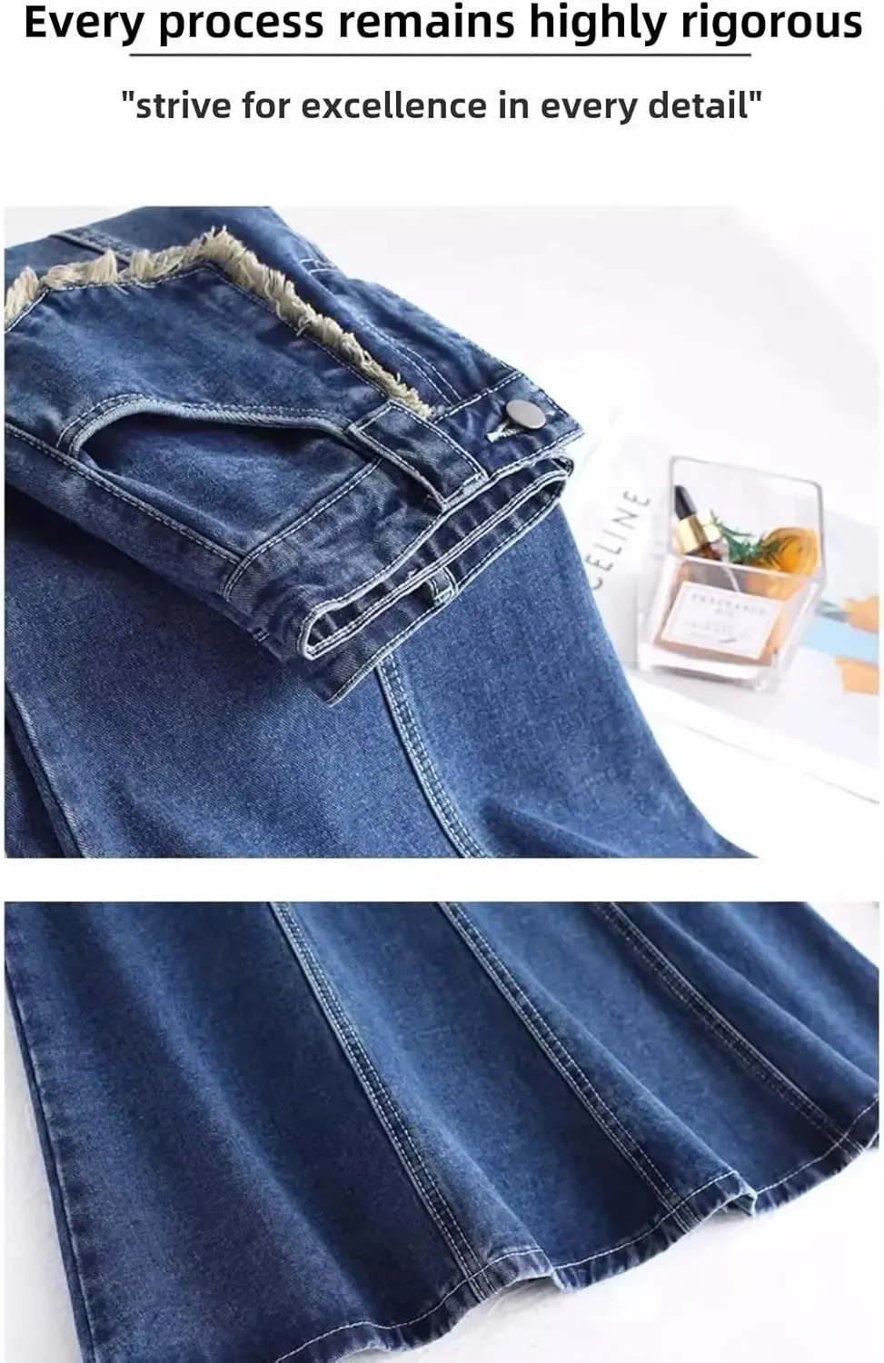 Women Plus Size High-Waisted Denim Skirt with Fringe for Spring A- Line Medium-Length Umbrella Skirt