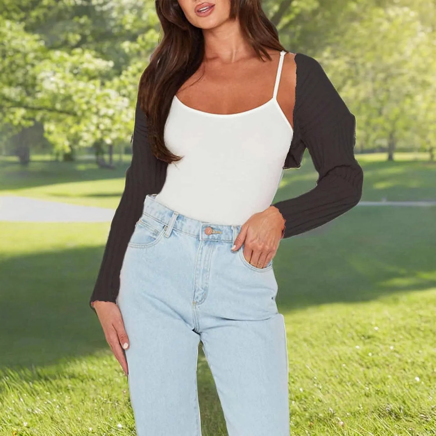 Women Shrug Sweaters Y2K Long Sleeve Knitted Solid Color 2024 Fall Open Front Cropped Cardigan Crop Tops Streetwear