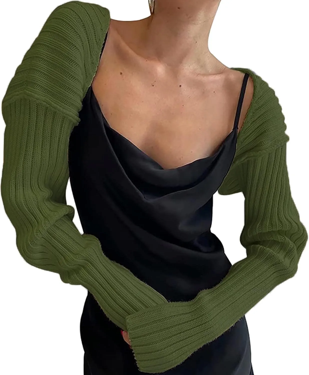 Women Shrug Sweaters Y2K Long Sleeve Knitted Solid Color 2024 Fall Open Front Cropped Cardigan Crop Tops Streetwear
