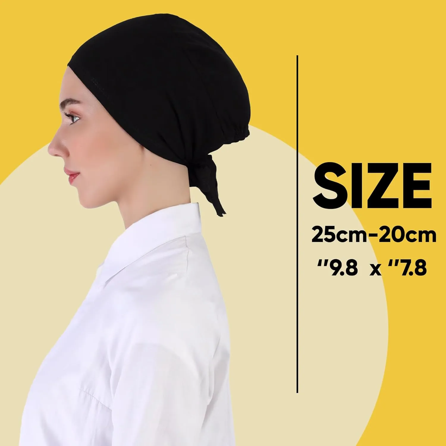 Women Under Scarf Hat Islamic Hijab Head Cap Pull on Closure Hair Bonnet Muslim Womens Turban Beanie Chemo Cab