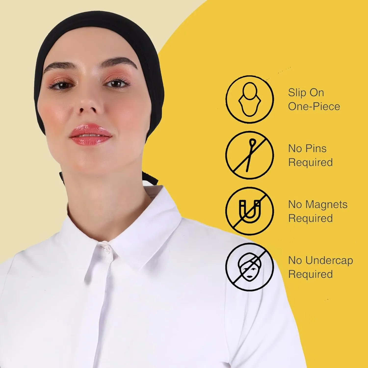 Women Under Scarf Hat Islamic Hijab Head Cap Pull on Closure Hair Bonnet Muslim Womens Turban Beanie Chemo Cab