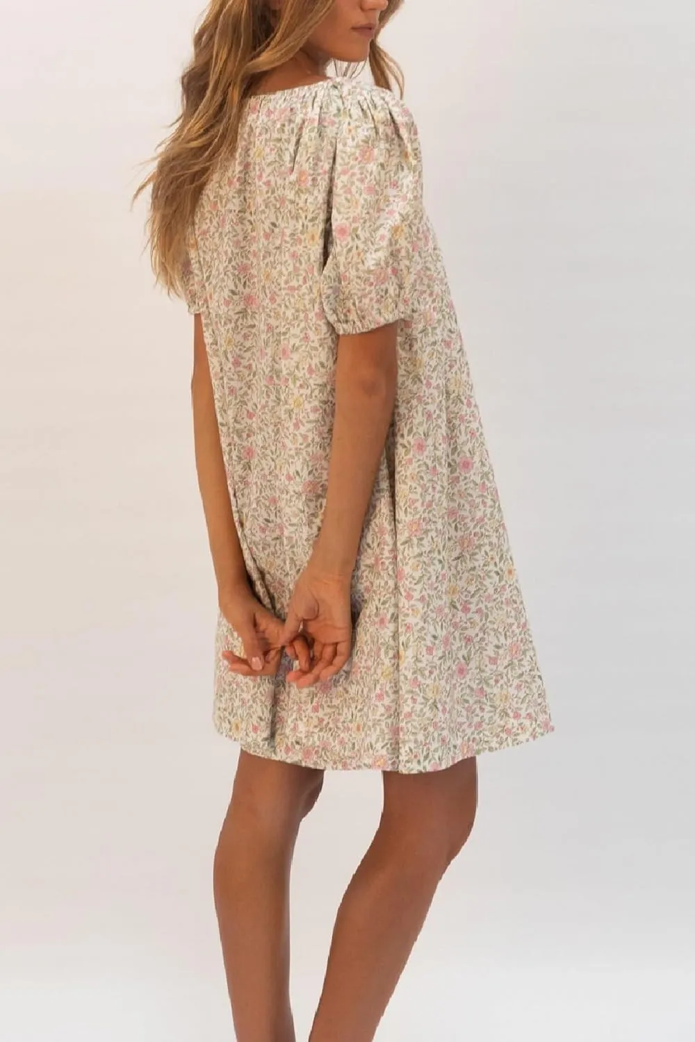 Women Y2k Babydoll Mini Dress Gingham Short Puff Sleeve Square Neck Dress Floral Fairy Loose Fit Sundresses