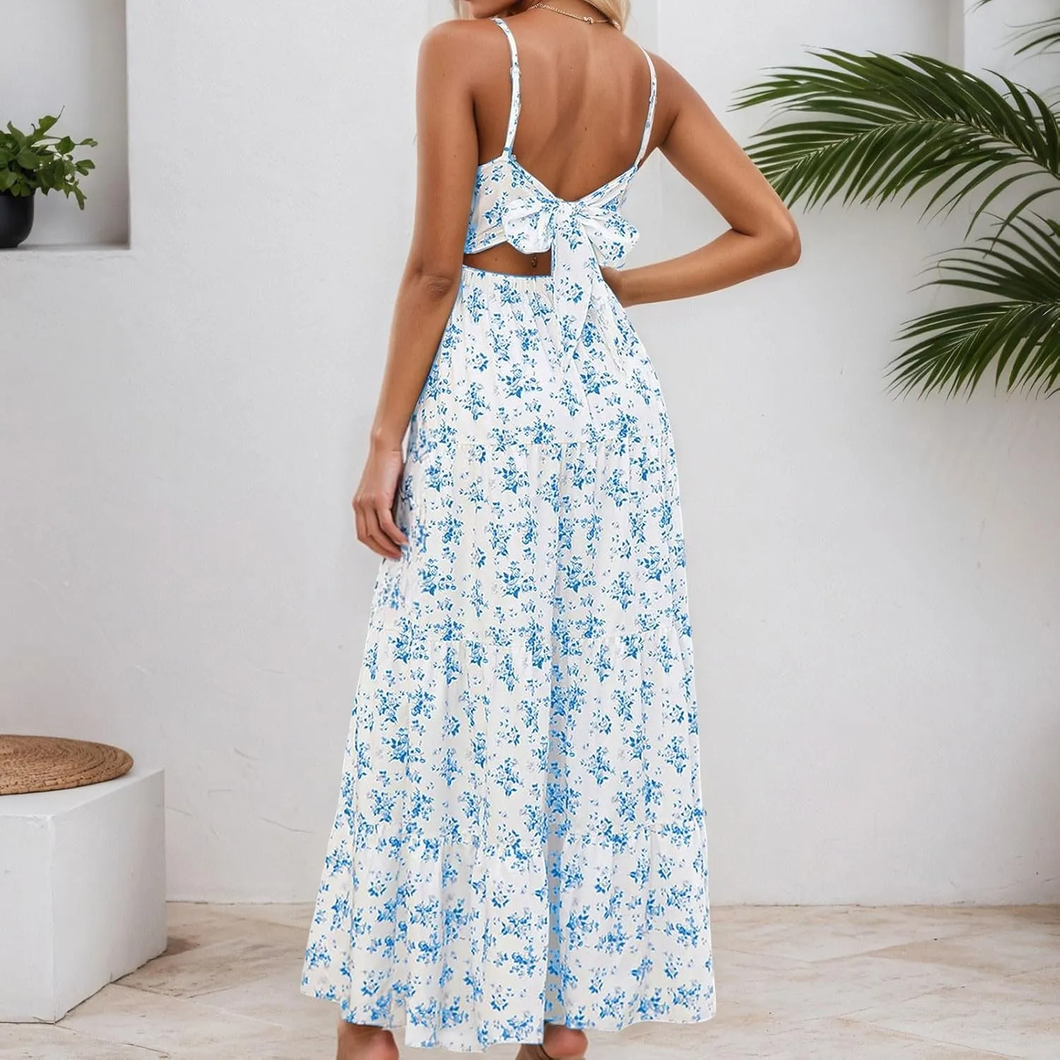 Women Y2k Bodycon Long Dress Spaghetti Strap Low Cut Dresses Casual Backless Trendy Flowy Maxi Dress Sexy Clubwear