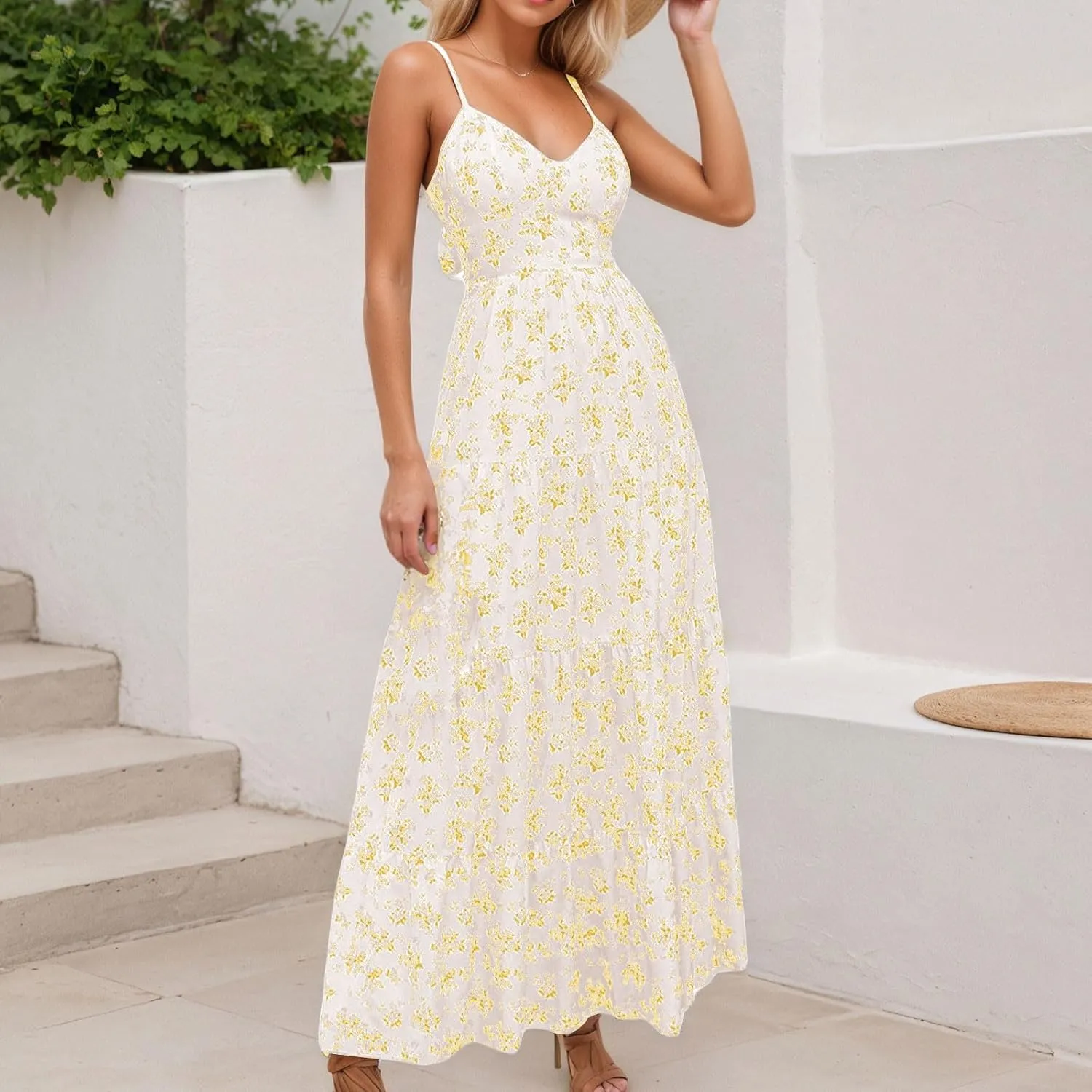 Women Y2k Bodycon Long Dress Spaghetti Strap Low Cut Dresses Casual Backless Trendy Flowy Maxi Dress Sexy Clubwear