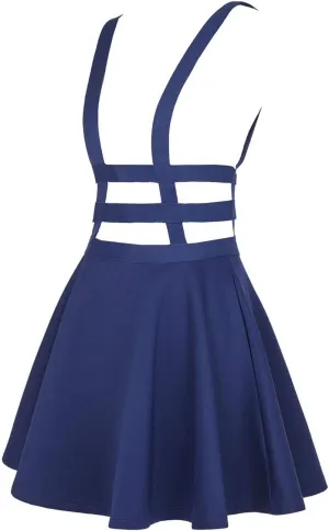 Women's Braces Skirt Pleated A-Line Suspender Mini Skirt