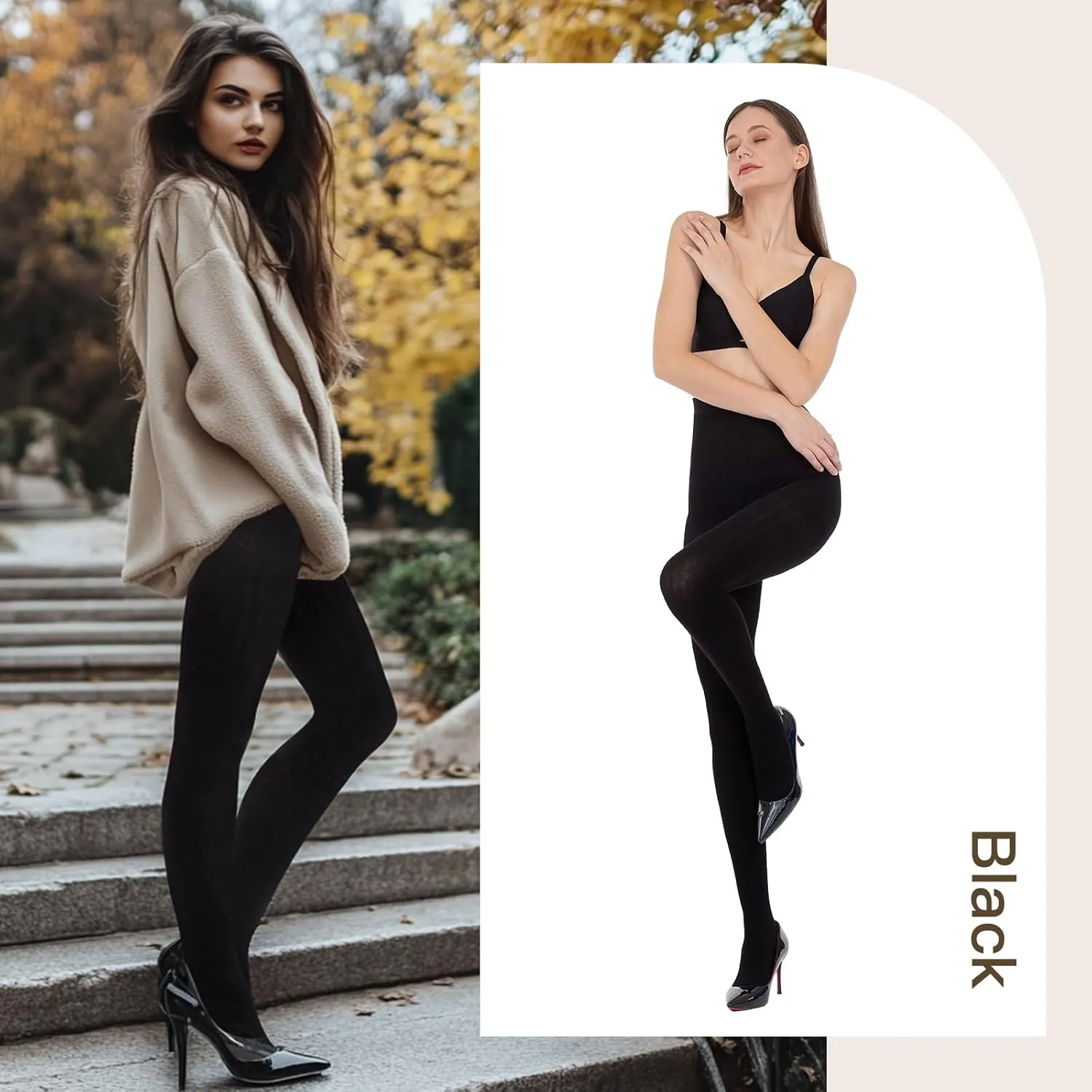 Women's Cable Knit Tights Soft Sweater Opaque Fall Winter Warm Tights for Women Ribbed Knit Striped Thick Stockings