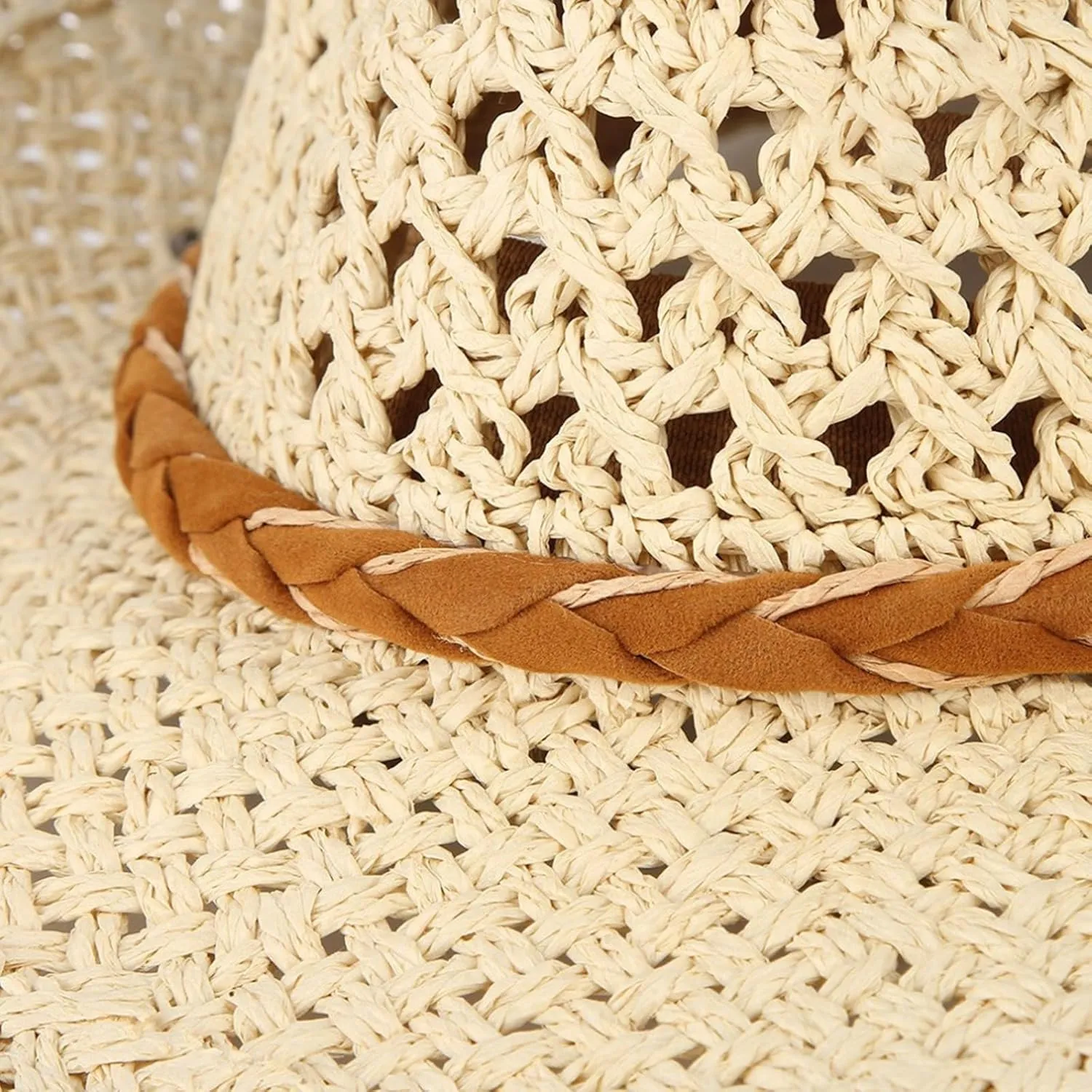 Women's Felt Fedora Hat Western Cowboy Hat with Tassel Wide Brim Panama Hats UV Protection Cap Dress Hat for Women