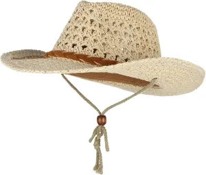 Women's Felt Fedora Hat Western Cowboy Hat with Tassel Wide Brim Panama Hats UV Protection Cap Dress Hat for Women