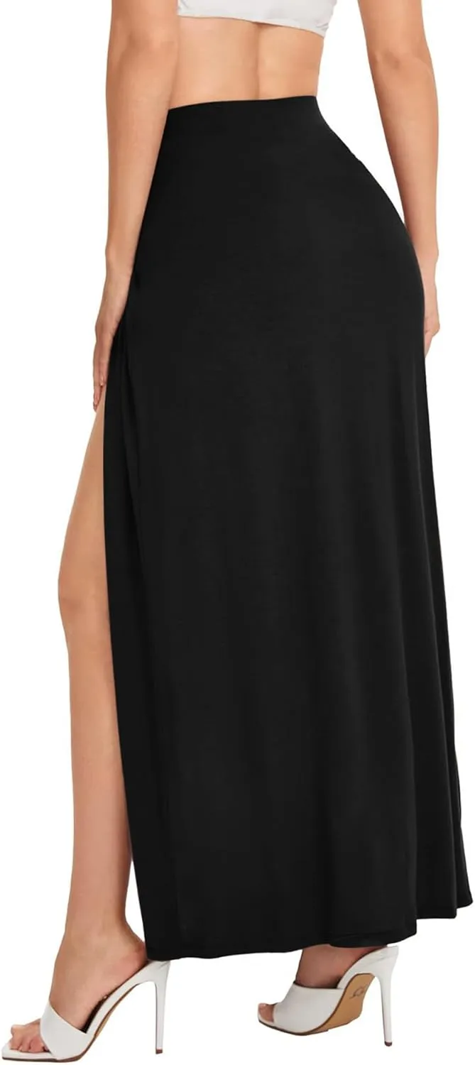 Womens High Waisted Skirt with Double Slit, Party Skirt