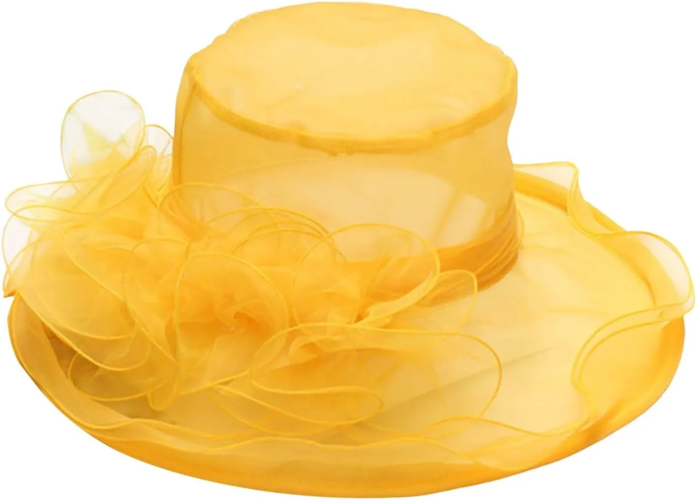 Women's Kentucky-Derby Hats Organza Church Fascinator Bridal Tea Party Wedding Hat Wide Brim Dress Hat Summer Sunhat