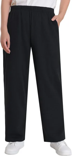 Women's Petite Length Lounge Pants Wide Leg with Pockets