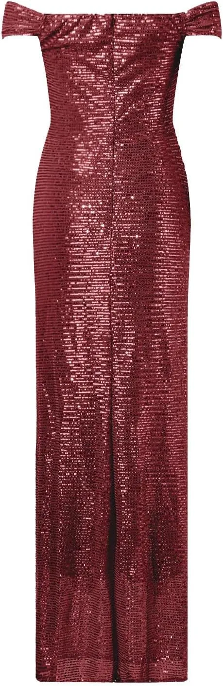 Women's Sequin Prom Dresses with Slit Mermaid Long Ball Gown Ruched Sparkly Formal Evening Gown