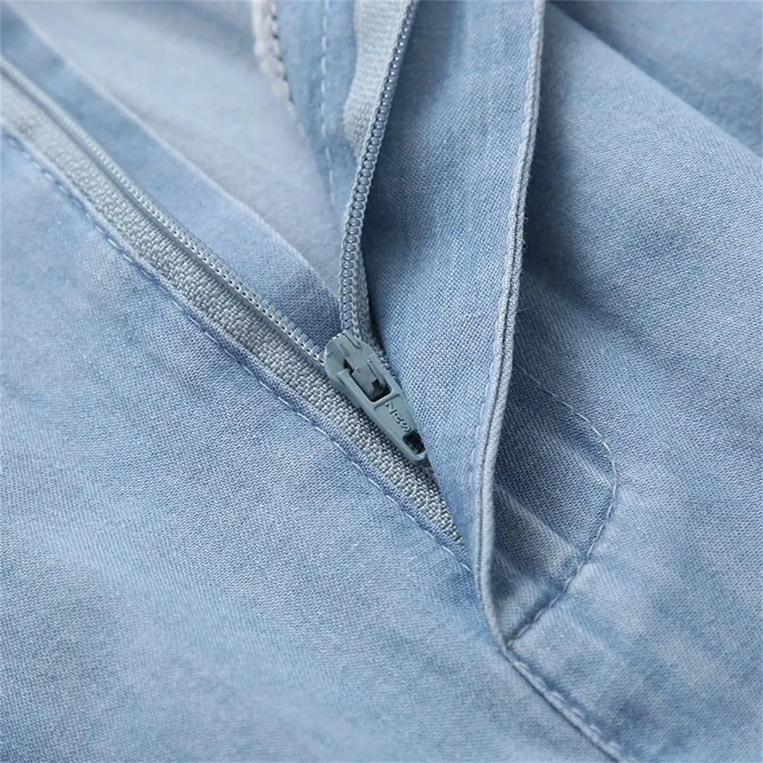 Women's Spring Summer Denim Skirt in Solid Color and Versatile Slim Medium Length A-Line Umbrella Skirt