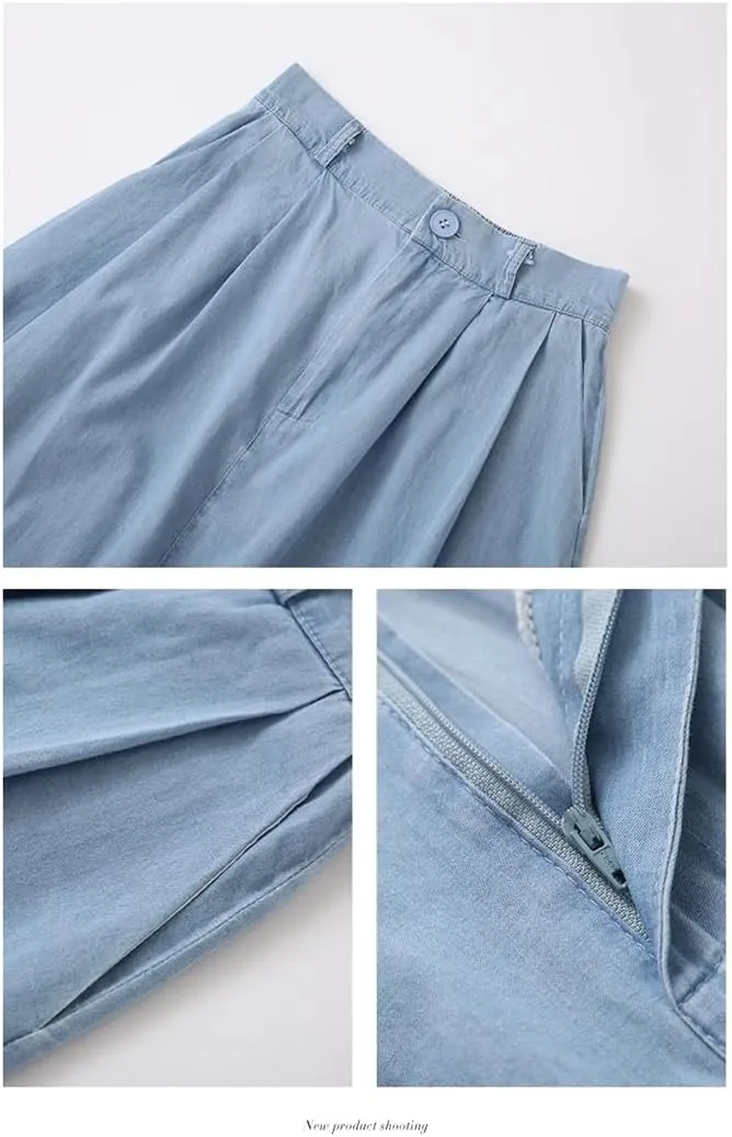 Women's Spring Summer Denim Skirt in Solid Color and Versatile Slim Medium Length A-Line Umbrella Skirt