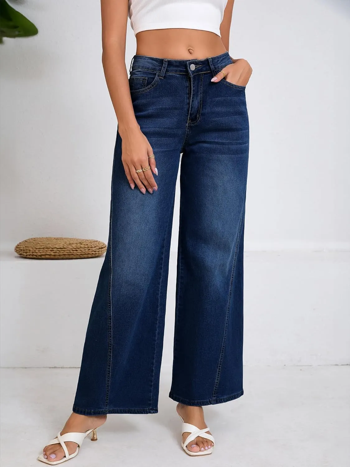 Women's Wide Leg Jeans High Waist Baggy Denim Pants