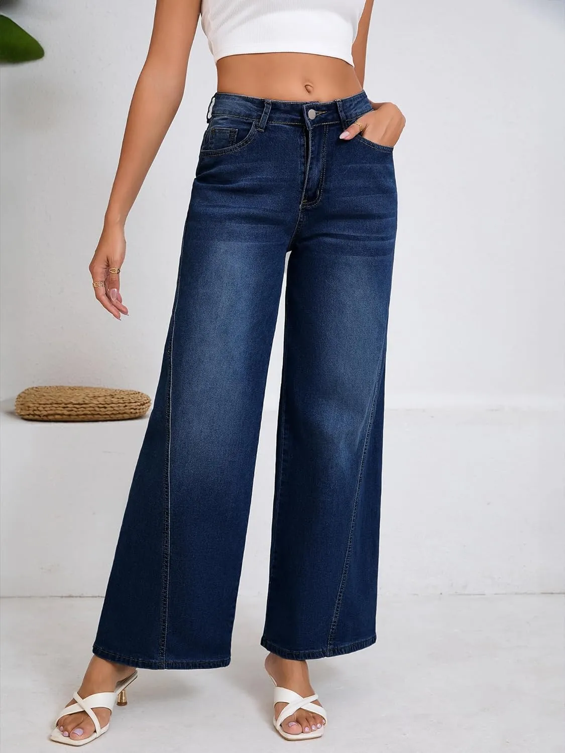 Women's Wide Leg Jeans High Waist Baggy Denim Pants